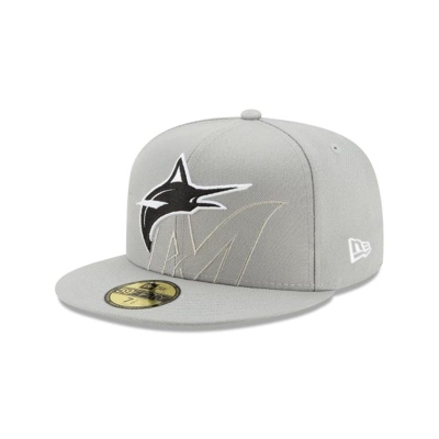 Miami Marlins Gorra | New Era MLB Logo Elements Tonal 59fifty Fitted Cap Mexico - Grises